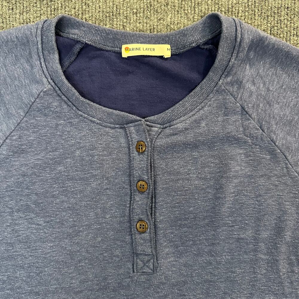 Marine Layer Women’s Double Knit Henley Shirt Raglan Sleeve Soft Double Jersey M